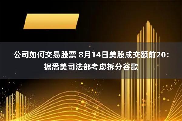 公司如何交易股票 8月14日美股成交额前20：据悉美司法部考虑拆分谷歌